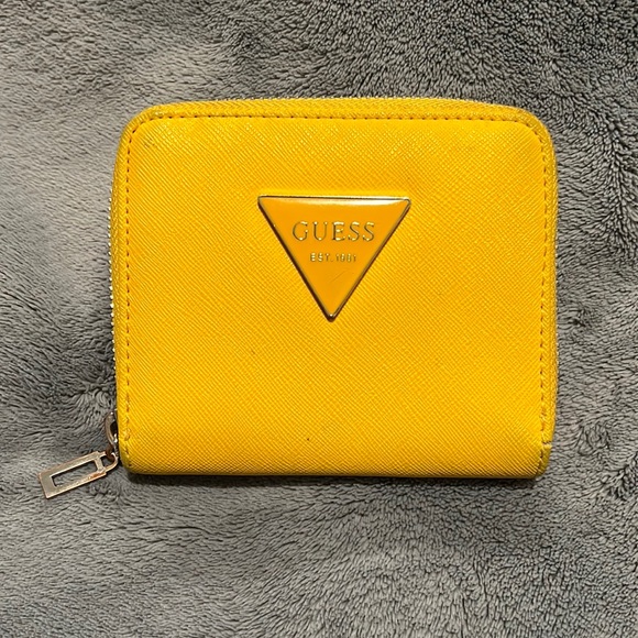 Guess Bags Guess Wallet Yellow Faux Leather Zip Around Poshmark